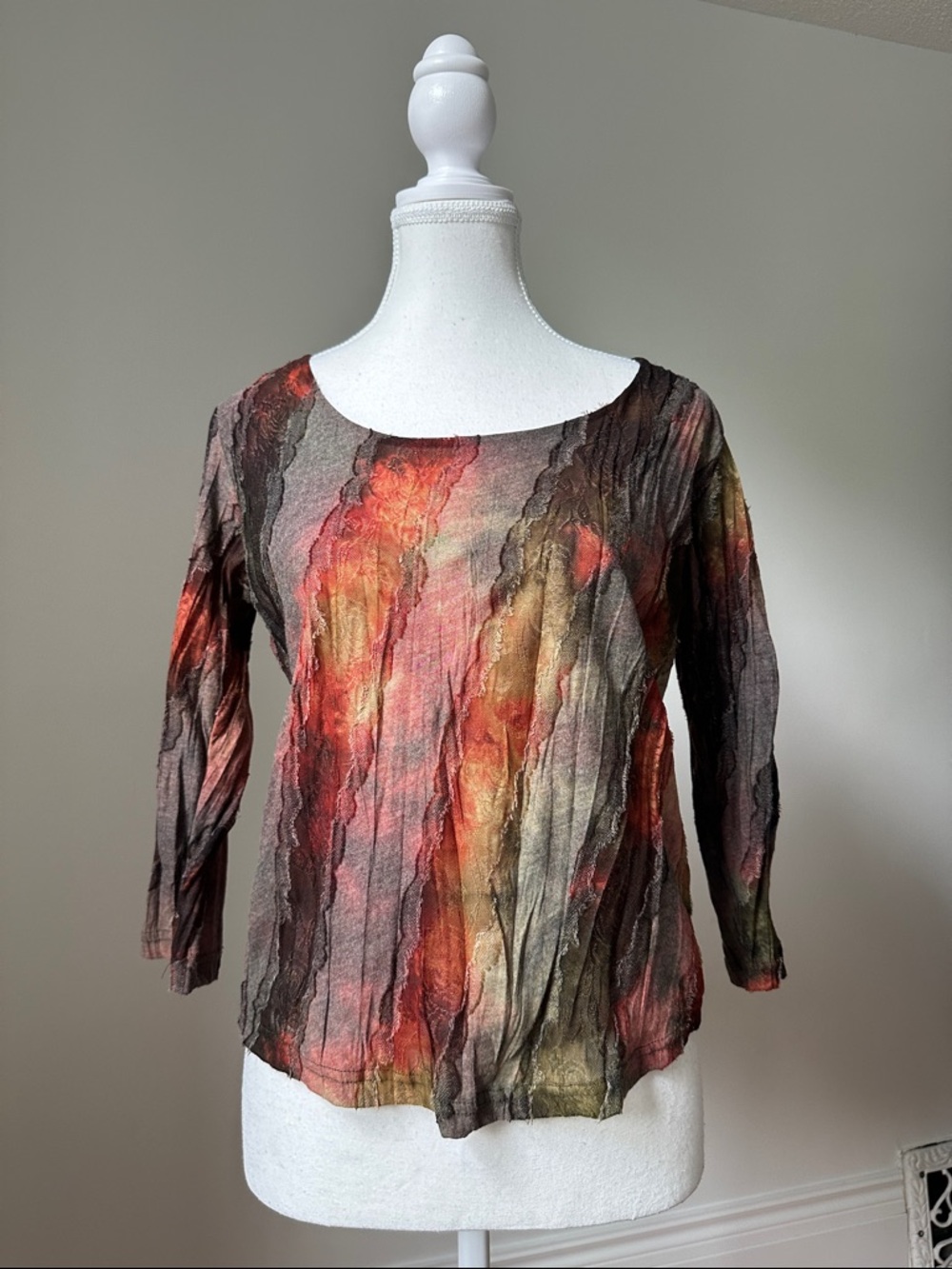 SNAZZIE Vintage Whimsygoth Festival Floral‎ Lace 3/4 Length Sleeve Top Medium